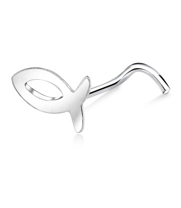 Hollow Fish Curved Nose Stud Silver NSKB-131